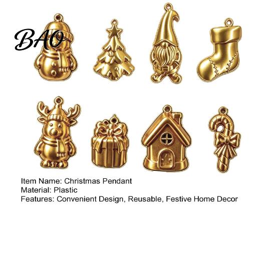 Christmas Gift Box Ornaments 8Pcs Mini Tree Ornaments, Gold Gnome Sock Hanging Decor, Tiny for Xmas Accessories Holiday, Festive Pendant Home