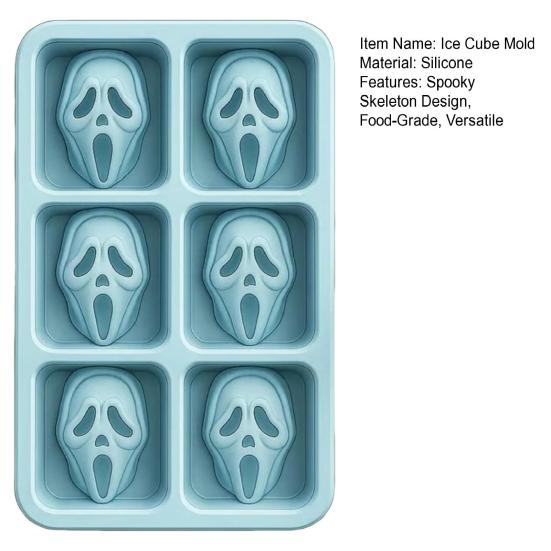 Halloween Skeleton Ice Cube Mold Food Grade Silicone Creepy Screaming Mold Haunted Drink Accessories