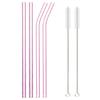 4pcs Green/Pink Reusable Glass Straws High Temperature Resistant Straight Tube Bend Tube Eco-friendly Milk Tea Juice Coffee Beverage Straws with