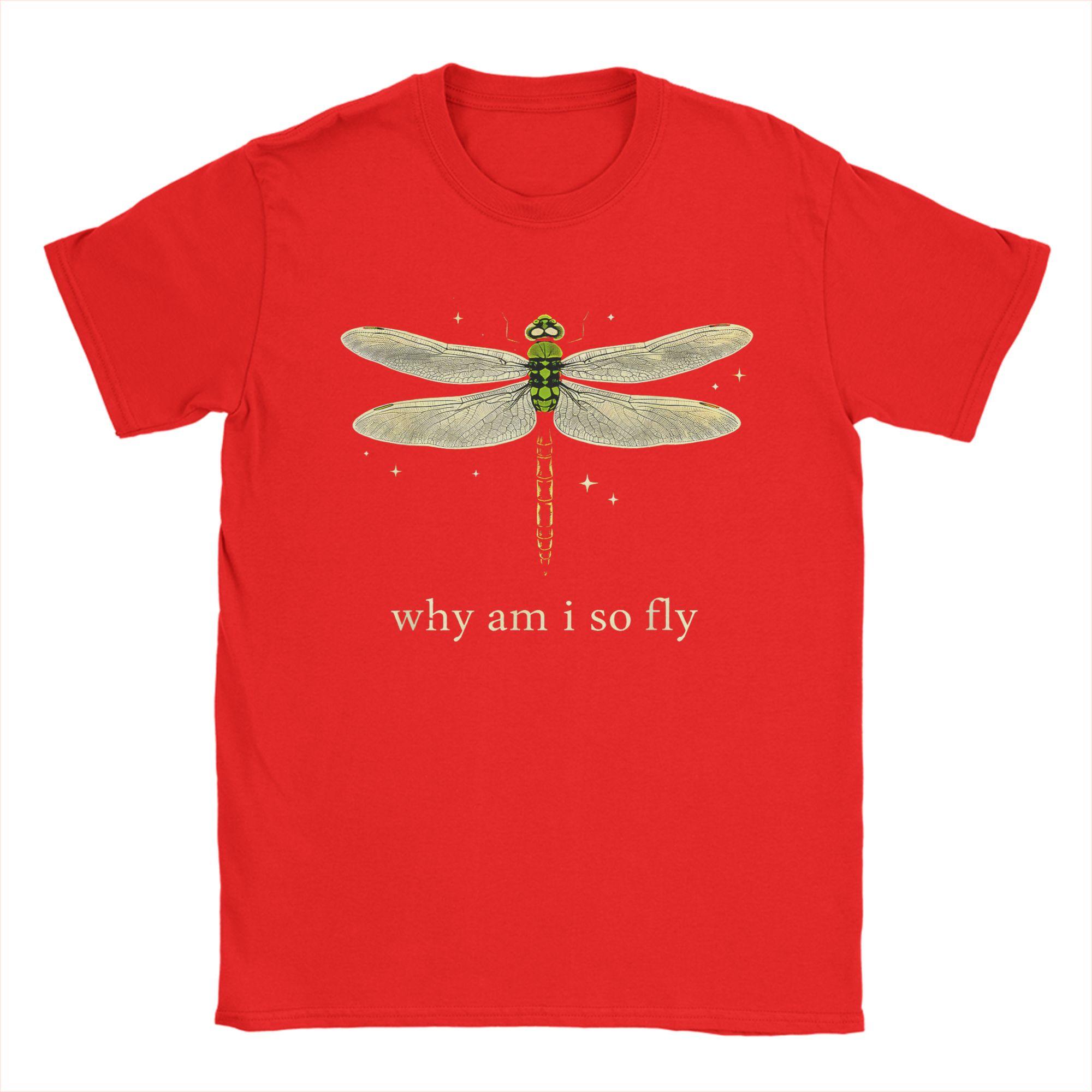 Vintage Why Am I So Fly Funny Dragonfly Art for Insect Lover TShirt Unisex O Neck 100 Cotton T Shirt  Short Sleeve Tees Tops S