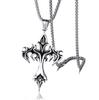 Men's Creative Cross Flame Pendant Stainless Steel Necklace - European & American Punk Style