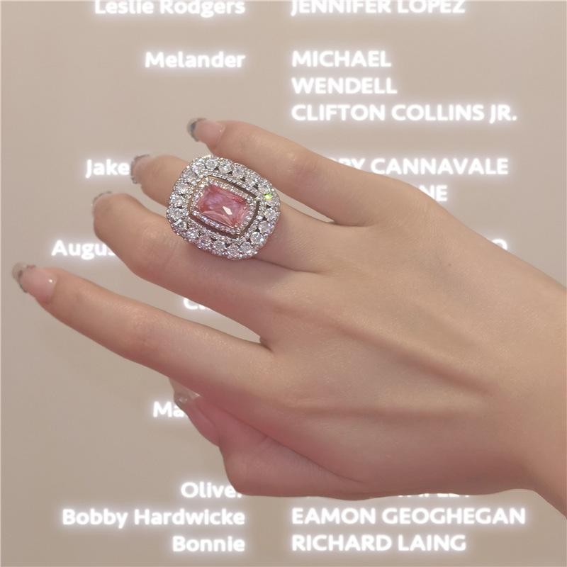 Roze Diamant Open Ontwerp Ring: High-End Luxe, Veelzijdig, Populair bij Vrouwen