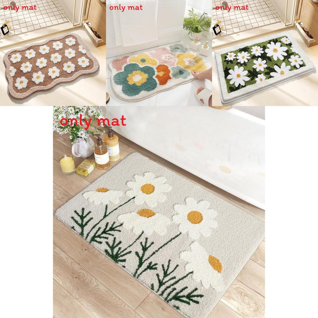 Sweet Flower Pattern Plush Absorbent Floor Mat Carpet For Home