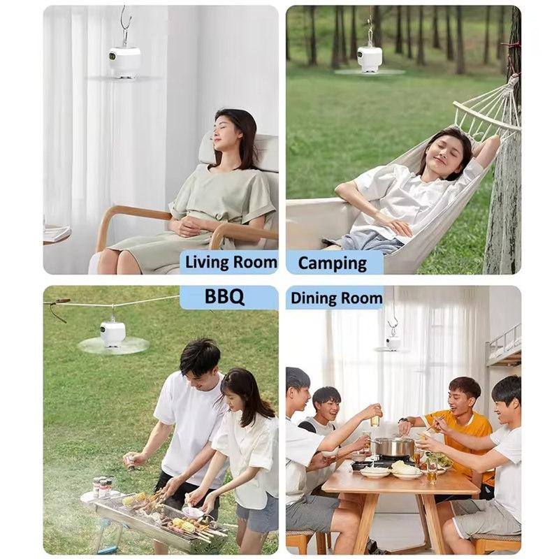 Portable Ceiling Fan for Camping Tent, 8000mAh Rechargeable, Wireless, Remote Control, with Light, Air Circulator for Outdoor, Indoor, and Canopy Use