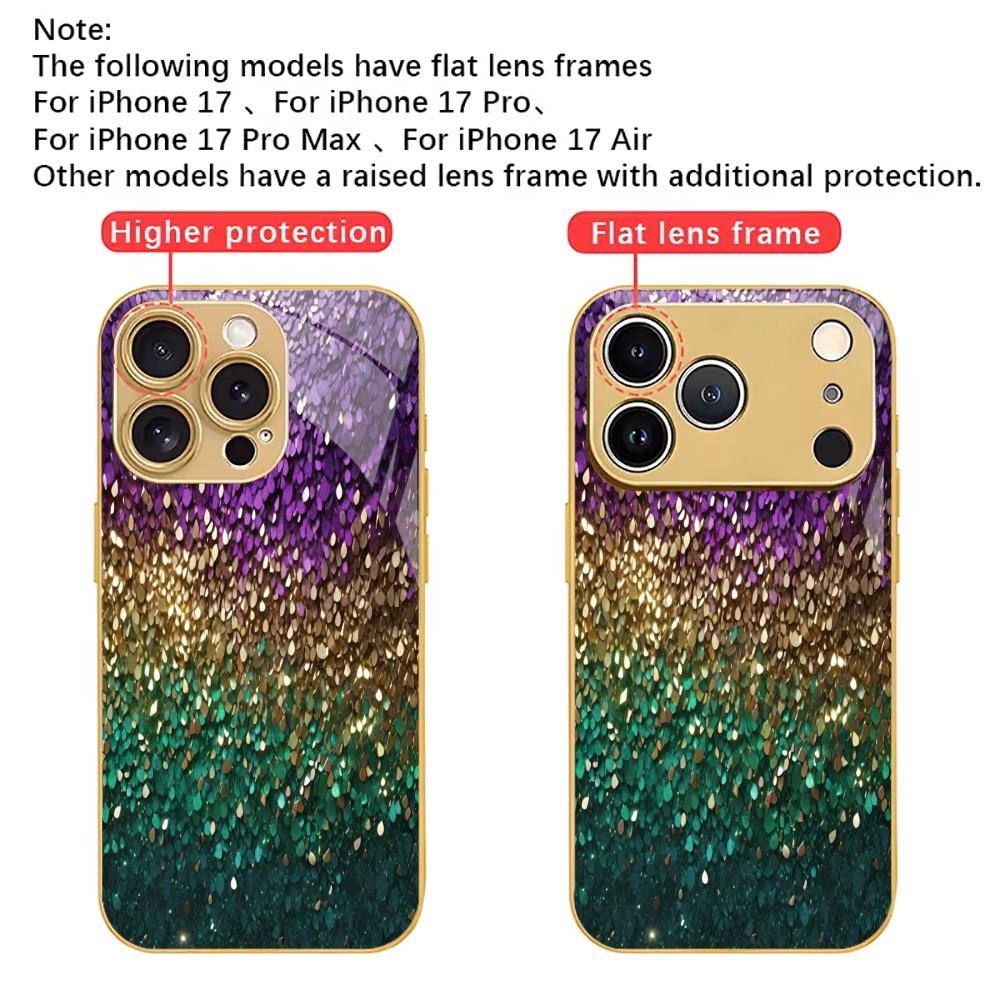 Bunte galvanisierte Glas-Handyhülle für iPhone 17 16 15 14 13 12 11 Pro Max Plus 16E 17Air Abdeckung