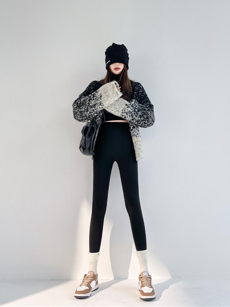 Autumn Winter Lamb Velvet Thicken Sharkskin Leggings Women High Waist Seamless Slimming Warm Leggings Pants