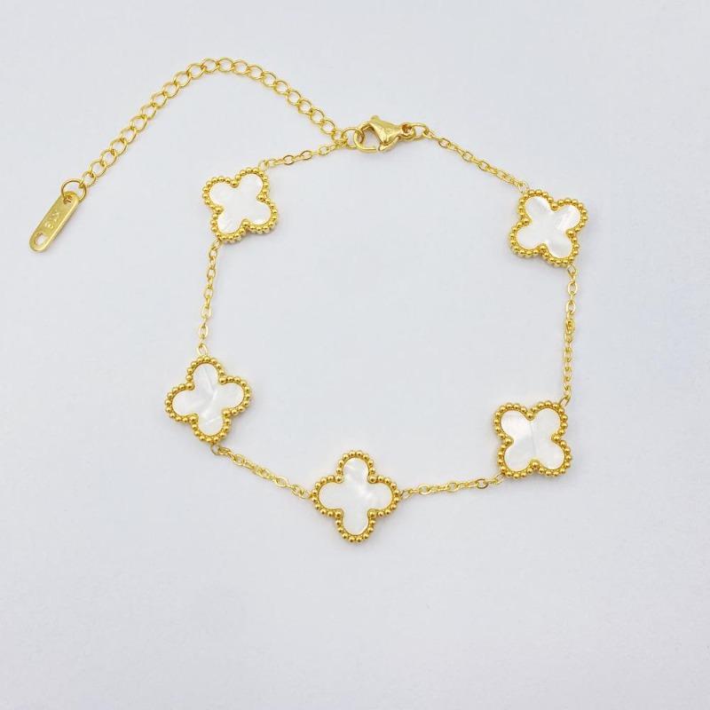 Mm Nicht verblassendes Edelstahl-Vierblättriges Kleeblatt-Armband für Damen - Frischer Stil