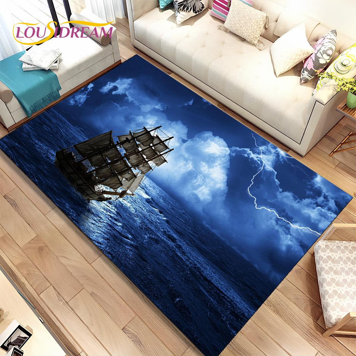 

Пиратская лодка, барк, коврик для корабля, ковер для дома, гостиной, детской спальни, дивана, коврик для двери, нескользящий напольный коврик 40x60cm(15x23in)