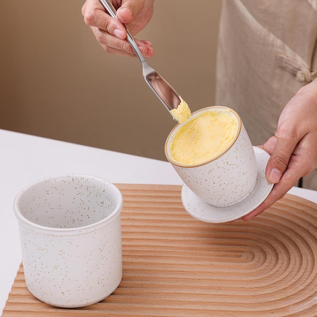 Ceramic Butter Dish - Freshness Preservation Sealed Jar, Creative Western Style Butter Box.