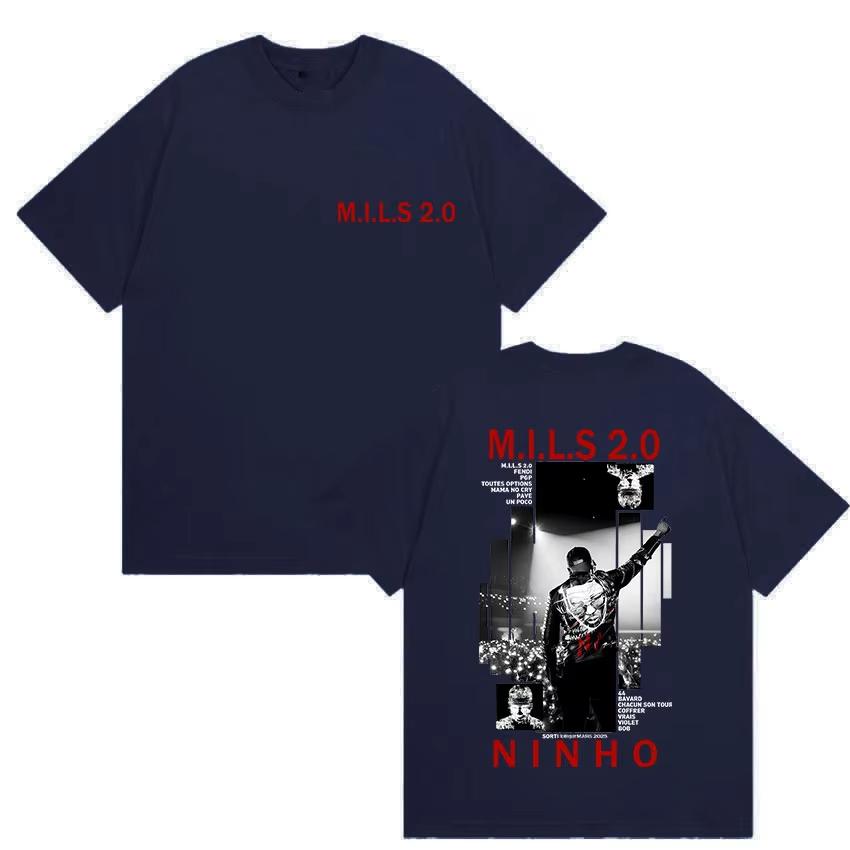 Rapper NINHO MILS 20 Album 2026 Merch T Shirt Mens Gothic Hip Hop Clothing Tshirts Retro Style Cotton Short Sleeve Tshirt