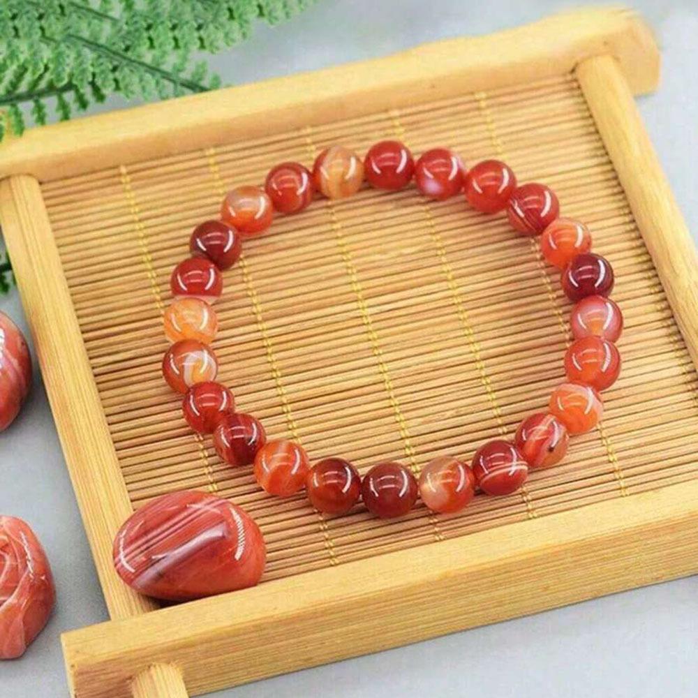 Festive Gifts Red Agate Beaded Bracelet Warm Fashion Jewelry For Men And Women Daily Wear Simple Versatile Accessory