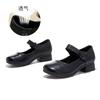 First layer cowhide Mary Jane shoes women's spring and summer new retro shallow mouth Velcro single shoes versatile fashion women's shoes
