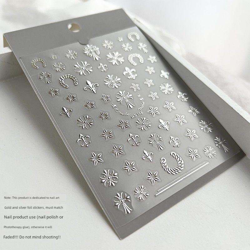 

Sober Personnel Laser Silver No Gender Nail Sticker One silver Crocus Star (sticker only)