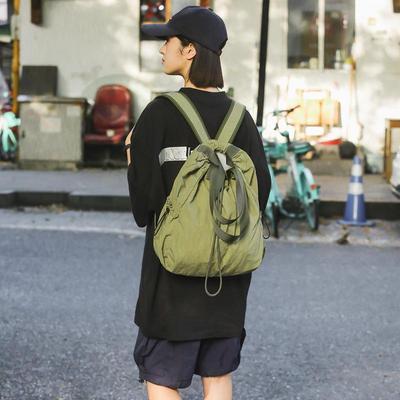 Street Trend Drawstring Backpack: Solid Color Couple Style for Sport, Travel & Fitness