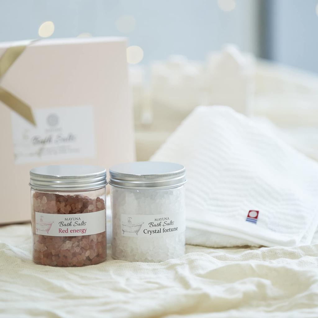 MAYUNA Bath Salts Gift Set Bath Salts Gift Birthday Day Present Bath Salts 250g 2 Types Comes with Imabari Towel Luxury Bath Salts Gift Bath Salts