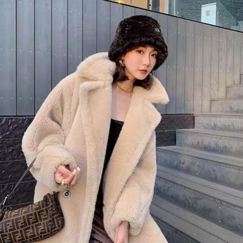 Teddy bear coat women's imitation fur coat caterpillar long silhouette cashmere coat