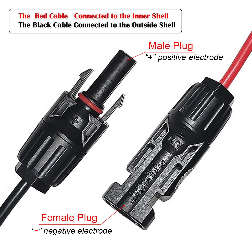 0.6M/3M 12AWG XT60 Adapter To Solar Connector Extension Cable Connection Wire for Battery Charging Solar Generator Power Station
