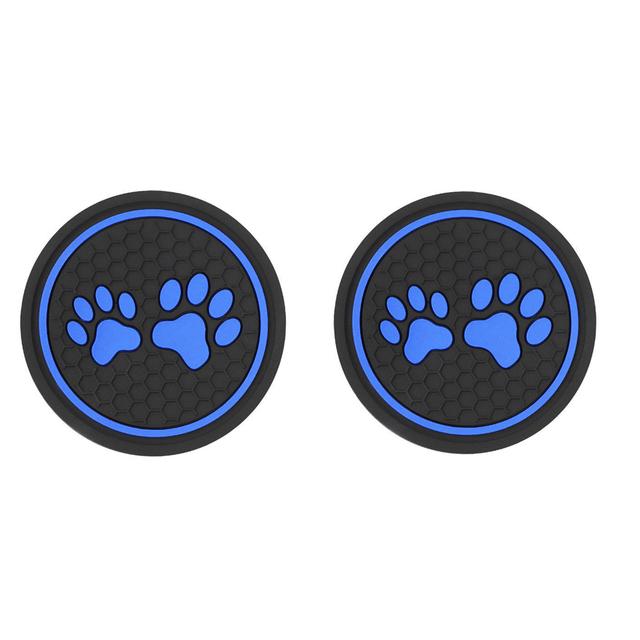 2Pcs Non-slip Car Water Cup Pad Cat Paw Footprint Rubber Mat for Bottle Holder Coaster Auto Interior Anti-skid Cup Holders