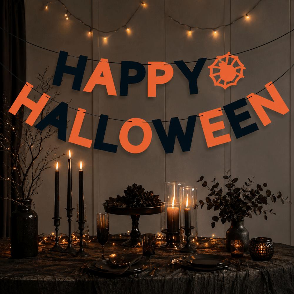 Reusable Happy Halloween Banner Celebration Halloween Hanging Decorations Mischievous Party Decor
