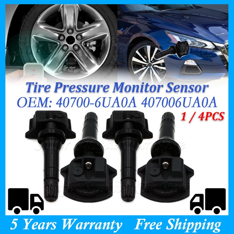 New 1/4PCS TPMS 433MHZ Car Tire Pressure Monitoring System Sensor For Nissan Altima Leaf 2.0L 2.5L 407006UA0A 40700-6UA0A