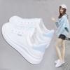 White Shoes, Women's Versatile Flat Bottomed Korean Version, Student Board Shoes, Leather Surface, Simple Sports and Leisure Shoes