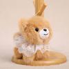 Flauschiger Zwergspitz Hund Plüsch Schlüsselanhänger Mit Blumenkleid Für Mädchen Und Kinder