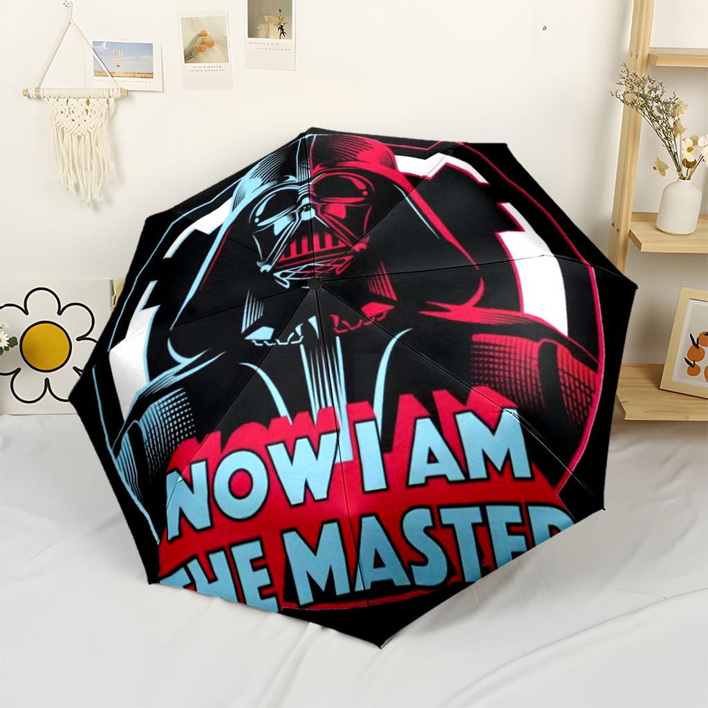 Star Wars Characters Outdoor Automatic Umbrella Folding Umbrella with 8 Ribs Sturdy Construction All-Season Travel Elegant Umbrella