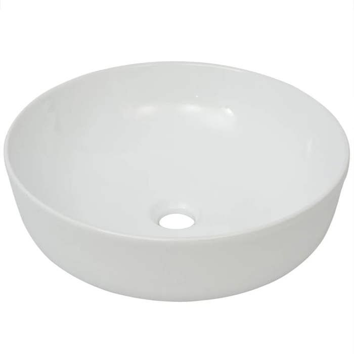 VidaXL Round Ceramic Sink White 41.5x13.5 Cm Countertop Basin Bathroom 142337