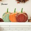 Seasonal Kitchen Shelf Displays 3Pcs Autumn Pumpkin Ornaments, Rustic Wooden with Hemp Rope Bow Home Aesthetic Pieces Table Decor for Farmhouse