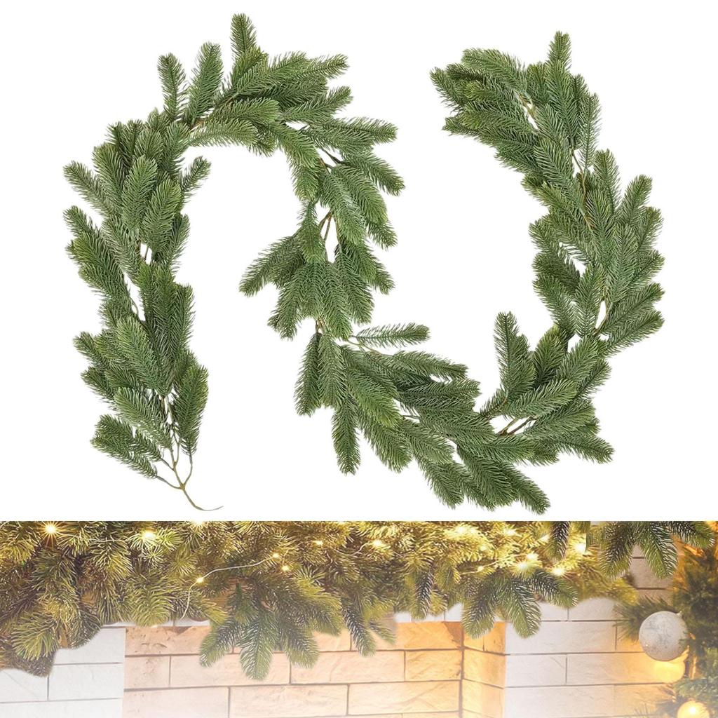 Pine Garland Length 200cm Decorations Artificial Green Garland Green Christmas Garland for Holiday Mantel Party Wreaths Wedding