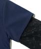 CARGOBROS FOR WOMAN Star See-Through Long Sleeve Layered Short Sleeve Tee Set (Black/Navy)