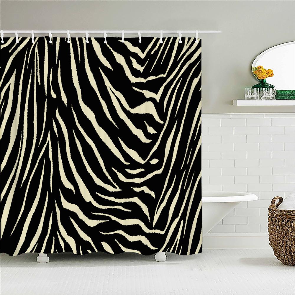 Sexy Leopard 3D Duschvorhänge Wasserdichtes Gewebe Geometrische Blume Badezimmervorhang Mit Haken Dekor 180*200cm Badewannen-Bildschirm