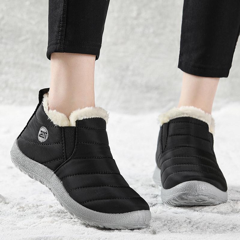 Snow Boots Woman Fashion Shoes Women Slip On Woman Shoes Flat Couple Waterproof Ankle Boots Black Winter Girls Boots Botas Mujer