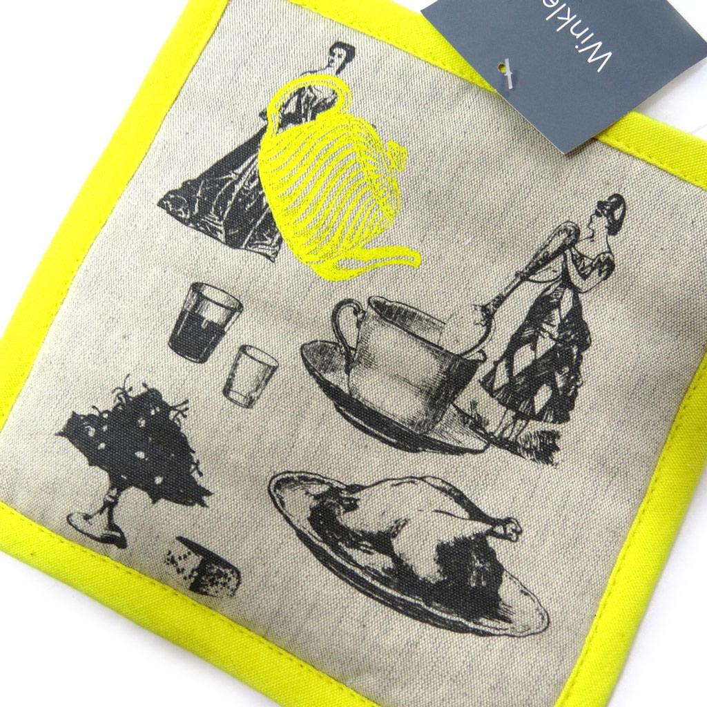 Les Trésors De Lily [L4242] - Cotton Potholder 'Belle Epoque' Taupe Yellow - 20x20 Cm