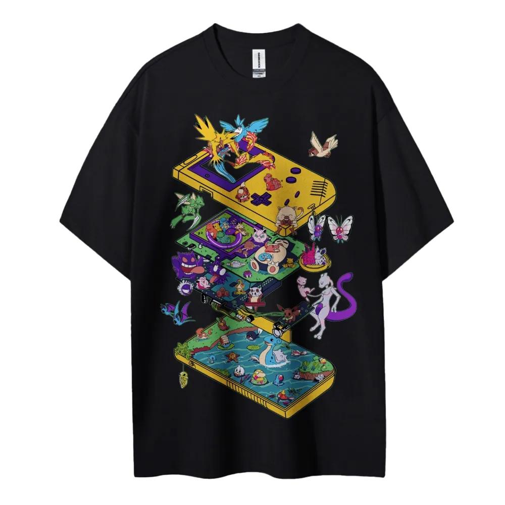 Pokemon Tshirt Mens Pure Cotton Casual  Round Neck Tshirt Short Sleeve Clothing 2026 Summer Sports Casual Short Sleeve Top