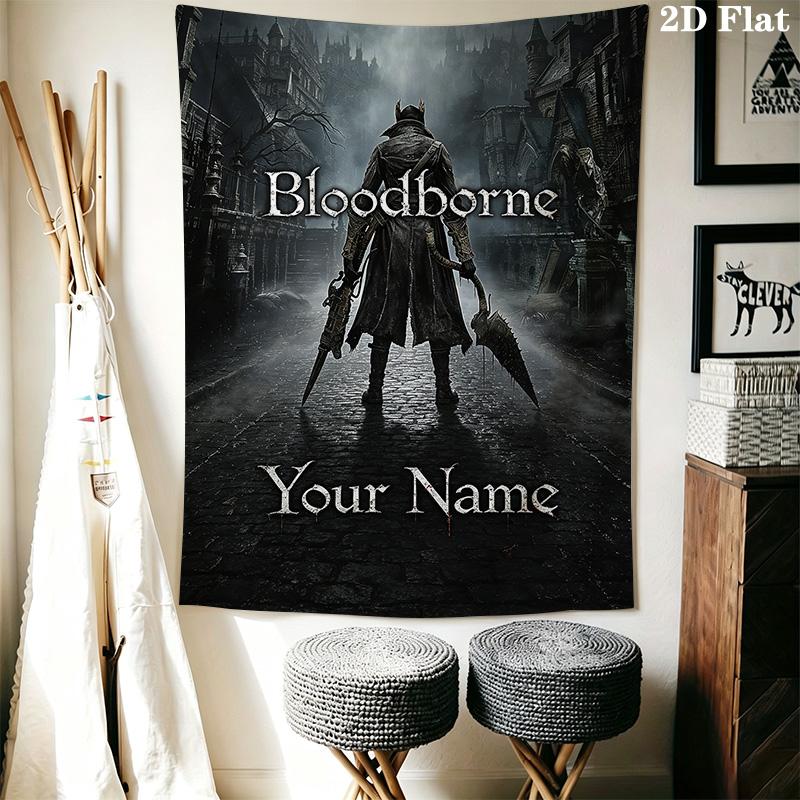Name Custom Bloodborne Wall Tapestry Aesthetic Wall Hanging Printed Fabric Blanket Decorative Tapestries for Bedroom Living Room Home Decor