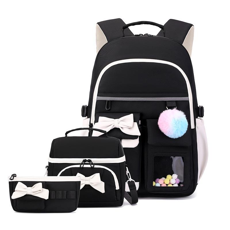 New 3pcs Lightweight Portable Primary School Bags Cute Cartoon Bow Book Bags for Grades 1-6 Large Capacity Pupil Double Shoulder Bag Student Backpacks