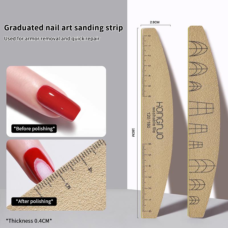 Custom Nail Files With Scale Line 100/180/180 Grit Washable Buffing Stick For Gel Polish & Cat Eye Nails Manicure Pedicure Tools