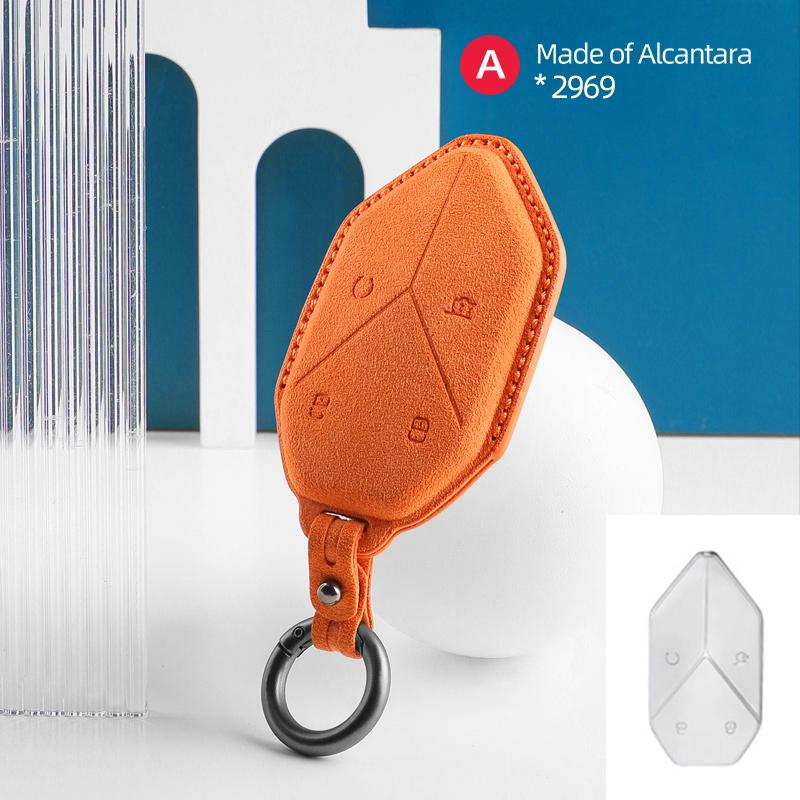 For BYD DMI Formula leopard 5 Car Key Case Alcantara Suede Keychain Cover Shell Protector Auto Interior Accessories 2025 2025