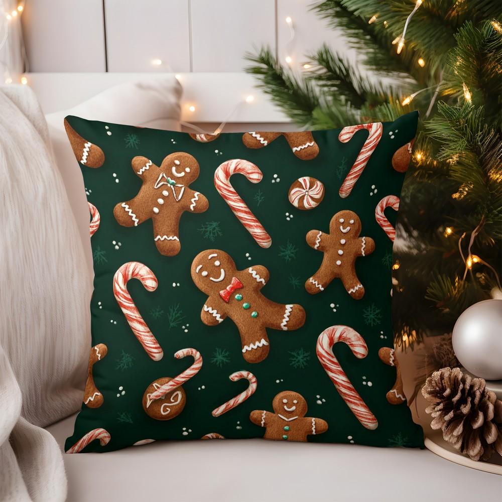 Home Decor Charming Fawn with Holly Wreath Pillow Cover Pattern Cushion Cover Suitable for Sofa Bedroom Car Pillow Cover