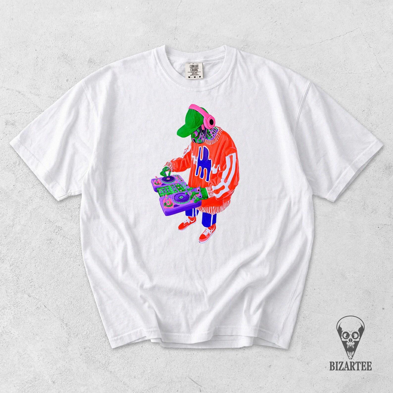 Cyberpunk DJ TShirt, DJ gift for him XL