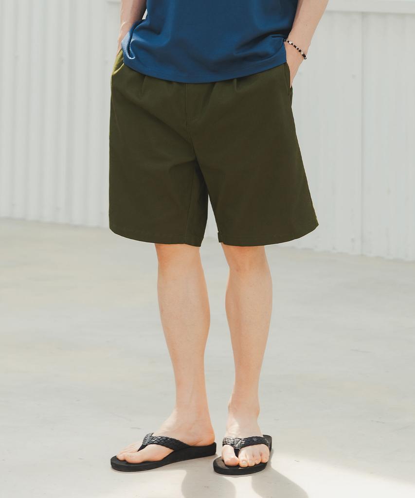 ALVINCLO One-Pleat Wide Cotton Half Pants Dlx1320 (5 Colors)