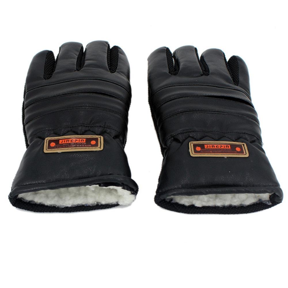 Winter thickened warm men's PU gloves fleece casual fleece large cotton gloves cycling gloves one piece