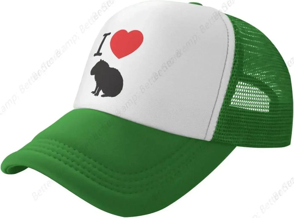 I Love Capybara Hat Mesh Cap for Unisex Women Adjustable Trucker Hat Baseball Cap