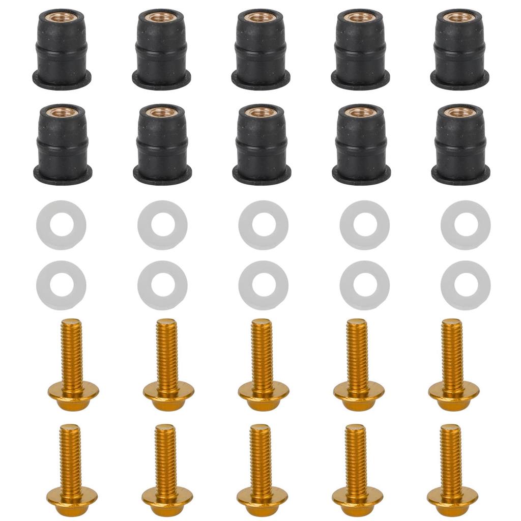 Bruce & Shark Motorcycle 10pcs M5x16mm Screw Bolt Washer Kit Windscreen Shield Alu (Gold)