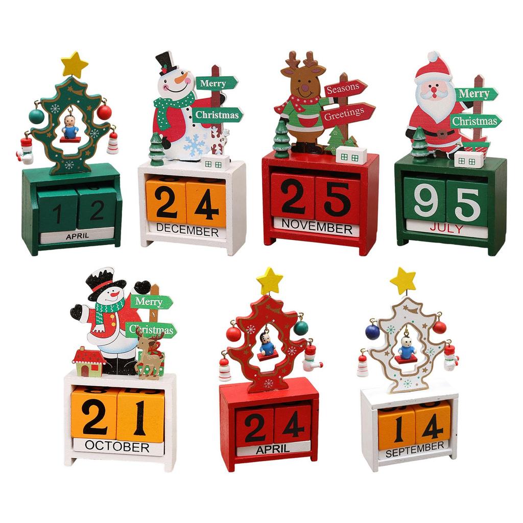 Holiday Wooden Advent Calendar Christmas Countdown Number Blocks Desk Decor for Festive Home