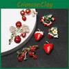 Flower Alloy Strawberry Brooch With Geometric Fruit Design For Office And Casual