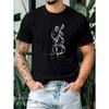 Men'S Short-Sleeve Round Neck T-Shirt Featuring a Double Bass Player, Made from Micro-Elastic Material. This Printed T-Shirt Offers a Regular Fit