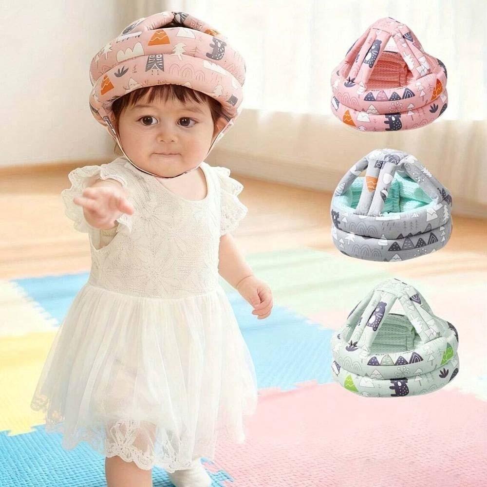 Cartoon Pattern Head Protector Adjustable Strap Infant Cap Safety Helmet  Crawling Practice