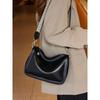 New Genuine Leather Versatile Wide Shoulder Strap One Shoulder Crossbody Bag Korean Version Large Capacity Soft Leather Niche Design Underarm Bag